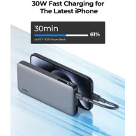 Powerbank AUKEY Sprint X 10000mAh 30W PB-Y41 - 1x USB-C, 1x USB-A, Szary