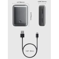 Powerbank AUKEY Mini 10000mAh 22,5W PB-Y55 - 1x USB-C, 1x USB-A, Szary
