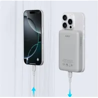 Powerbank magnetyczny AUKEY MagFusion Slim 10000mAh 20W PB-MS04 WHITE - MagSafe PD, Biały