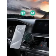 Uchwyt magnetyczny na smartfon z ładowaniem indukcyjnym AUKEY MagFusion Dash Pro HD-MC13A - Ładowanie Qi2.0, Czarny