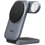 Ładowarka bezprzewodowa AUKEY MagFusion Z LC-MC312 - Qi2 15W MagSafe, Ładowarka PD 30W, Etui, Szare
