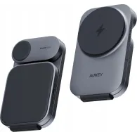 Ładowarka bezprzewodowa AUKEY MagFusion Z LC-MC312 - Qi2 15W MagSafe, Ładowarka PD 30W, Etui, Szare