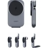 Ładowarka bezprzewodowa AUKEY MagFusion Z LC-MC312 - Qi2 15W MagSafe, Ładowarka PD 30W, Etui, Szare