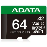 Karta pamięci ADATA Speed Plus MicroSDXC 64 GB UD64GUI3V30A2SP-RA1 - Class 3, UHS-I|U3, A2, V30,  160|140 MB/s