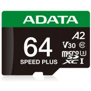Karta pamięci ADATA Speed Plus MicroSDXC 64 GB UD64GUI3V30A2SP-RA1 - Class 3, UHS-I|U3, A2, V30,  160|140 MB/s
