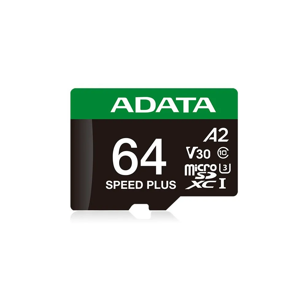 Karta pamięci ADATA Speed Plus MicroSDXC 64 GB UD64GUI3V30A2SP-RA1 - Class 3, UHS-I|U3, A2, V30,  160|140 MB/s