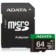 Karta pamięci ADATA Speed Plus MicroSDXC 64 GB UD64GUI3V30A2SP-RA1 - Class 3, UHS-I|U3, A2, V30,  160|140 MB/s
