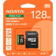 Karta pamięci ADATA Speed Plus MicroSDXC 128 GB UD128GUI3V30A2SP-RA1 - Class 3, UHS-I|U3, A2, V30,  180|160 MB/s