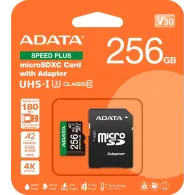 Karta pamięci ADATA Speed Plus MicroSDXC 256 GB UD256GUI3V30A2SP-RA1 - Class 3, UHS-I|U3, A2, V30, 180|160 MB/s