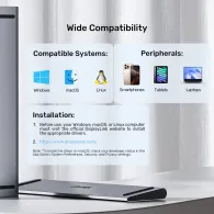 Stacja dokująca Unitek uHUB11+ USB-C DisplayLink 4K Docking Station D1147AGY01 - 4K 30Hz, 5Gbps, PD 100W, Szara