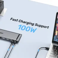 Stacja dokująca Unitek uHUB11+ USB-C DisplayLink 4K Docking Station D1147AGY01 - 4K 30Hz, 5Gbps, PD 100W, Szara