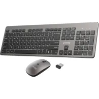 Zestaw bezprzewodowy klawiatury i myszy Unitek SlimDuo 2.4GHz Wireless Keyboard and Mouse Combo T054AGY01-US - 1600 DPI, Szary