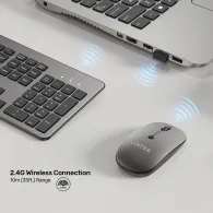 Zestaw bezprzewodowy klawiatury i myszy Unitek SlimDuo 2.4GHz Wireless Keyboard and Mouse Combo T054AGY01-US - 1600 DPI, Szary