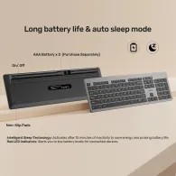 Zestaw bezprzewodowy klawiatury i myszy Unitek SlimDuo 2.4GHz Wireless Keyboard and Mouse Combo T054AGY01-US - 1600 DPI, Szary