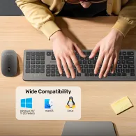 Zestaw bezprzewodowy klawiatury i myszy Unitek SlimDuo 2.4GHz Wireless Keyboard and Mouse Combo T054AGY01-US - 1600 DPI, Szary