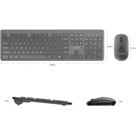 Zestaw bezprzewodowy klawiatury i myszy Unitek SlimDuo 2.4GHz Wireless Keyboard and Mouse Combo T054AGY01-US - 1600 DPI, Szary
