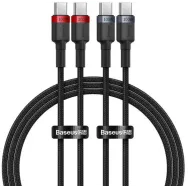 Zestaw kabli Baseus Cafule USB-C P10318306003-00, PD 2.0 5A 100W, USB 2.0, 2 sztuki, Czarne | Sklep ITnes.pl, IT for BUSINESS