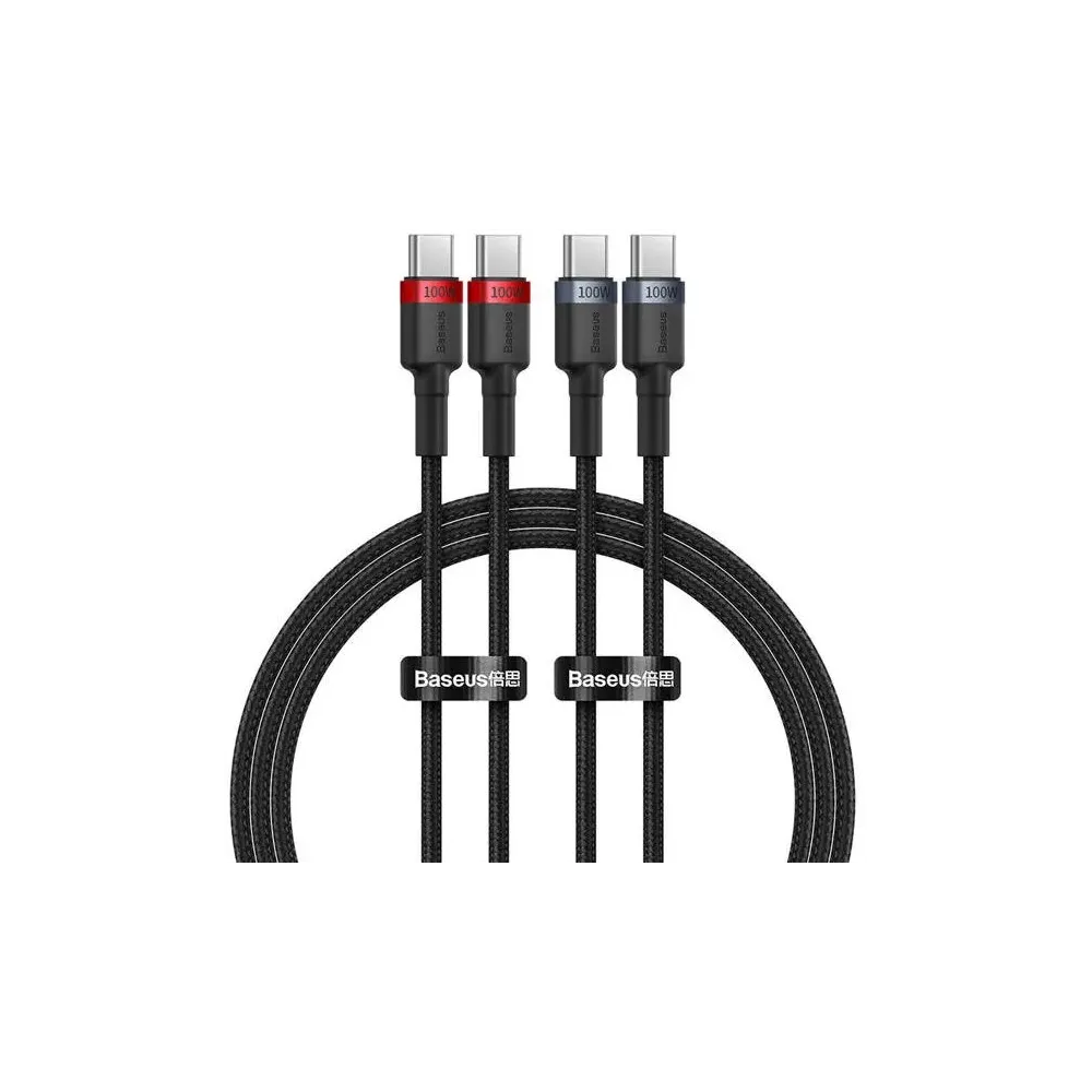 Zestaw kabli Baseus Cafule USB-C P10318306003-00, PD 2.0 5A 100W, USB 2.0, 2 sztuki, Czarne | Sklep ITnes.pl, IT for BUSINESS