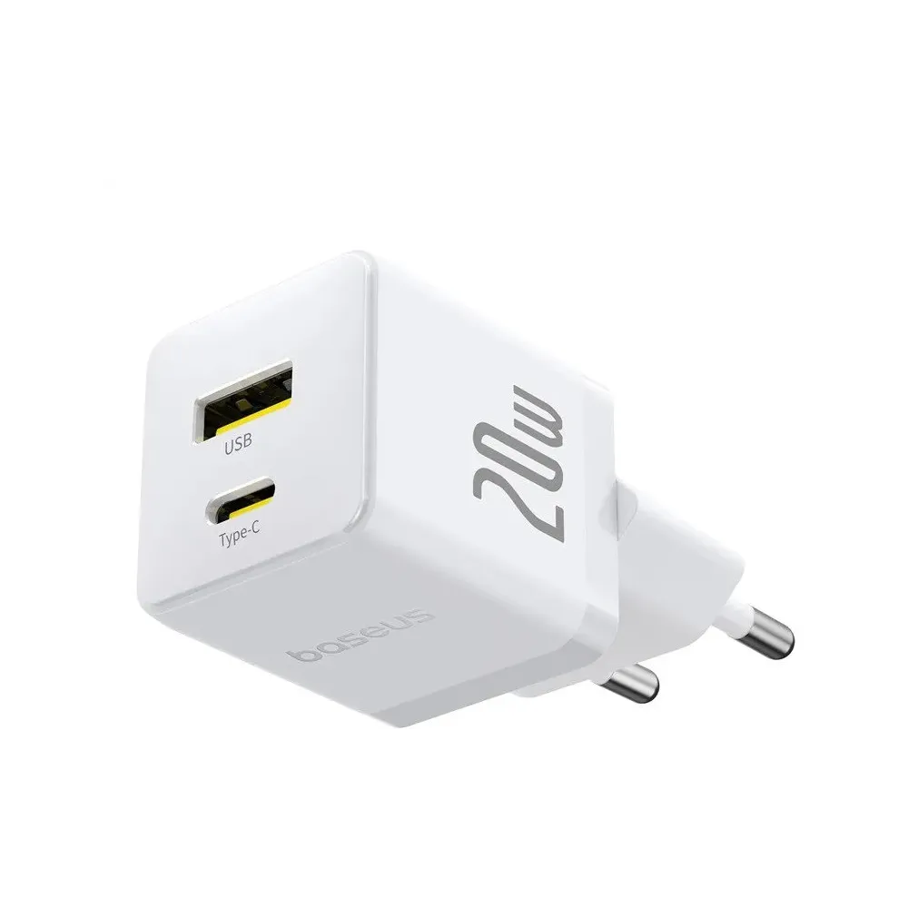 Ładowarka sieciowa Baseus Palm 20W P10111608213-00 - 1x USB-A + 1x USB-C, PD 3.0, Biała