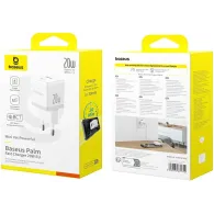 Ładowarka sieciowa Baseus Palm 20W P10111608213-00 - 1x USB-A + 1x USB-C, PD 3.0, Biała