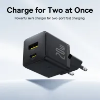 Ładowarka sieciowa Baseus Palm 20W P10111608113-00 - 1x USB-A + 1x USB-C, PD 3.0, Czarna