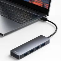 Hub USB Baseus UltraJoy Series 4-Port HUB Lite B0005280B811-00 - 4x USB-A 3.0, 15 cm, Szary