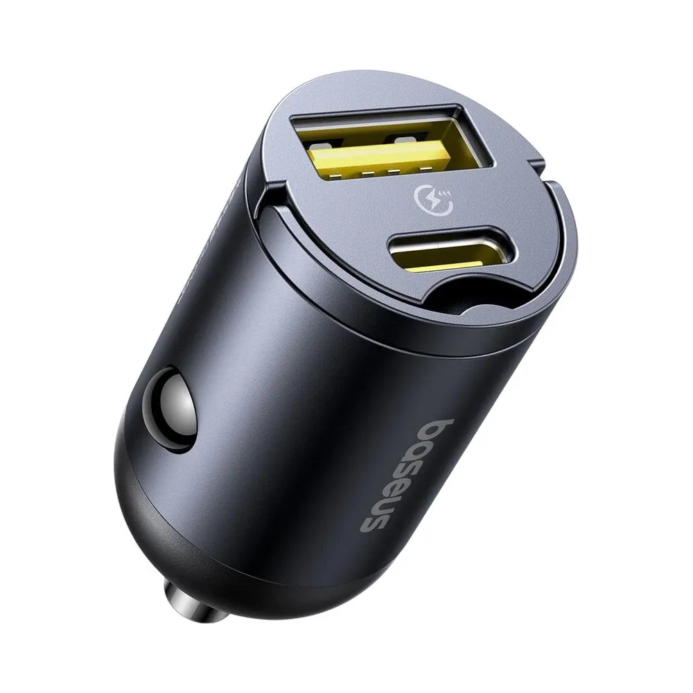 Ładowarka samochodowa Baseus Tiny Star Mini Car Charger 30W C00035001121-02 - 1x USB-C, 1x USB-A, Czarna