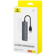 HUB USB Baseus UltraJoy Series 4-Port HUB Lite B0005280B811-10 - 4x USB-A 3.0, 15 cm, Szary