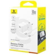 Ładowarka sieciowa Baseus Palm 30W P10111605213-01 - 1x USB-C, kabel USB-C, Biała