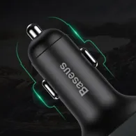 Transmiter FM Bluetooth Baseus S-09A CCMT000001 z ładowarką USB - 2x USB-A, 3.4A, Czarny