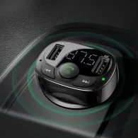 Transmiter FM Bluetooth Baseus S-09A CCMT000001 z ładowarką USB - 2x USB-A, 3.4A, Czarny