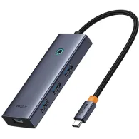 HUB USB Baseus USB-C 6w1 B00052807813-01 - 4x USB-A 3.0, 1x HDMI, zasilanie USB-C, Szare