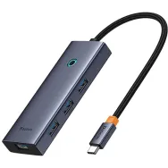 HUB USB Baseus USB-C 6w1 B00052807813-01 - 4x USB-A 3.0, 1x HDMI, zasilanie USB-C, Szare