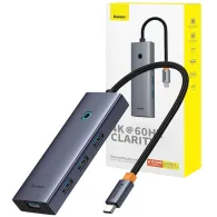 HUB USB Baseus USB-C 6w1 B00052807813-01 - 4x USB-A 3.0, 1x HDMI, zasilanie USB-C, Szare