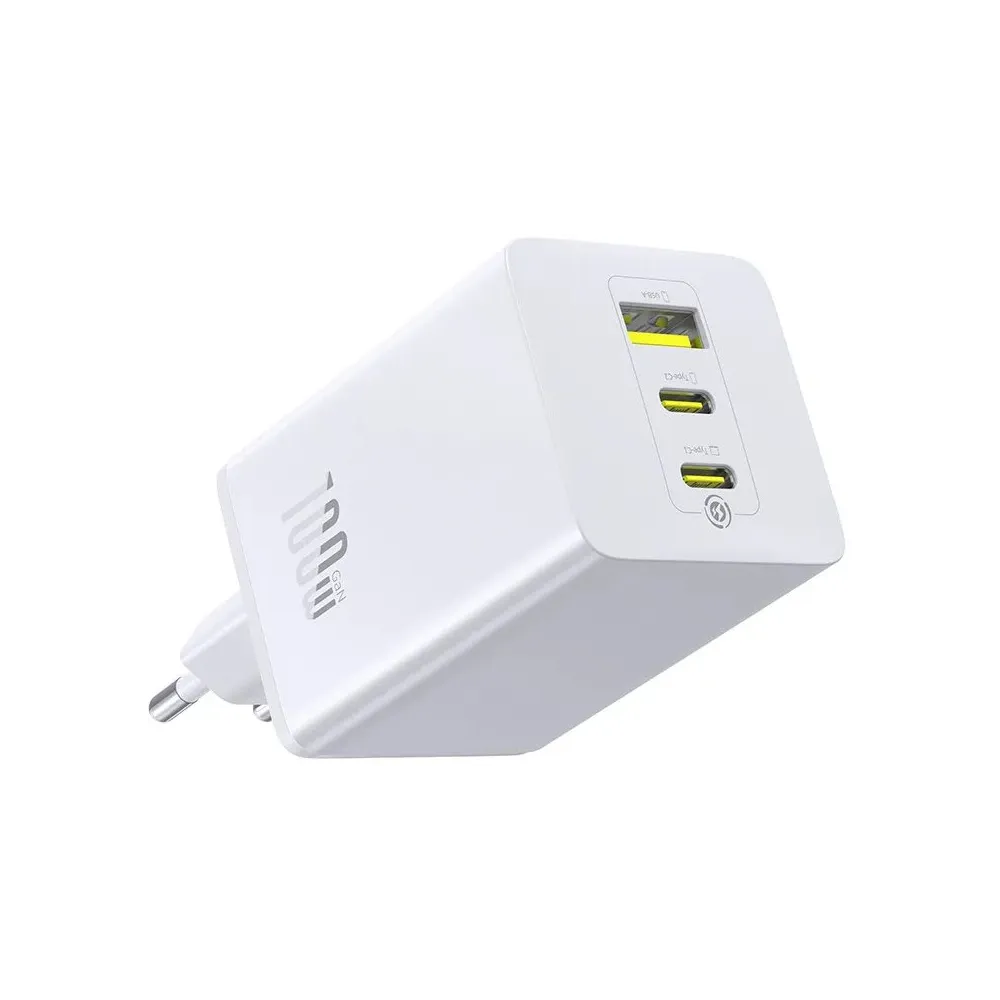 Ładowarka sieciowa Baseus GaN EnerFill FE11 100W P10182102213-00 - 2x USB-C, 1xUSB-A, Biała