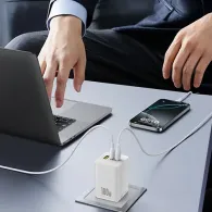 Ładowarka sieciowa Baseus GaN EnerFill FE11 100W P10182102213-00 - 2x USB-C, 1xUSB-A, Biała