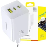 Ładowarka sieciowa Baseus GaN EnerFill FE11 100W P10182102213-00 - 2x USB-C, 1xUSB-A, Biała