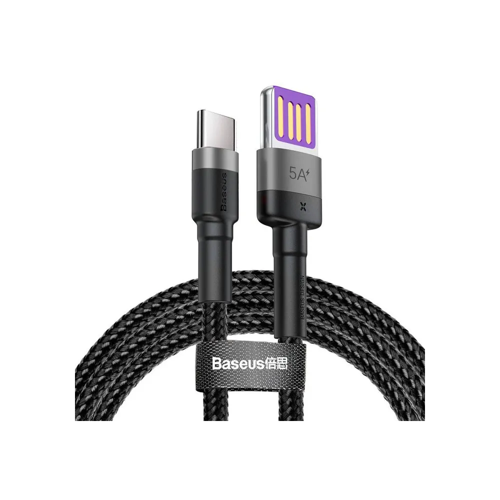 Kabel Baseus Cafule USB-C do USB-A CATKLF-PG1, Quick Charge 5A, USB 2.0, 1 m, Czarny | Sklep ITnes.pl, IT for BUSINESS