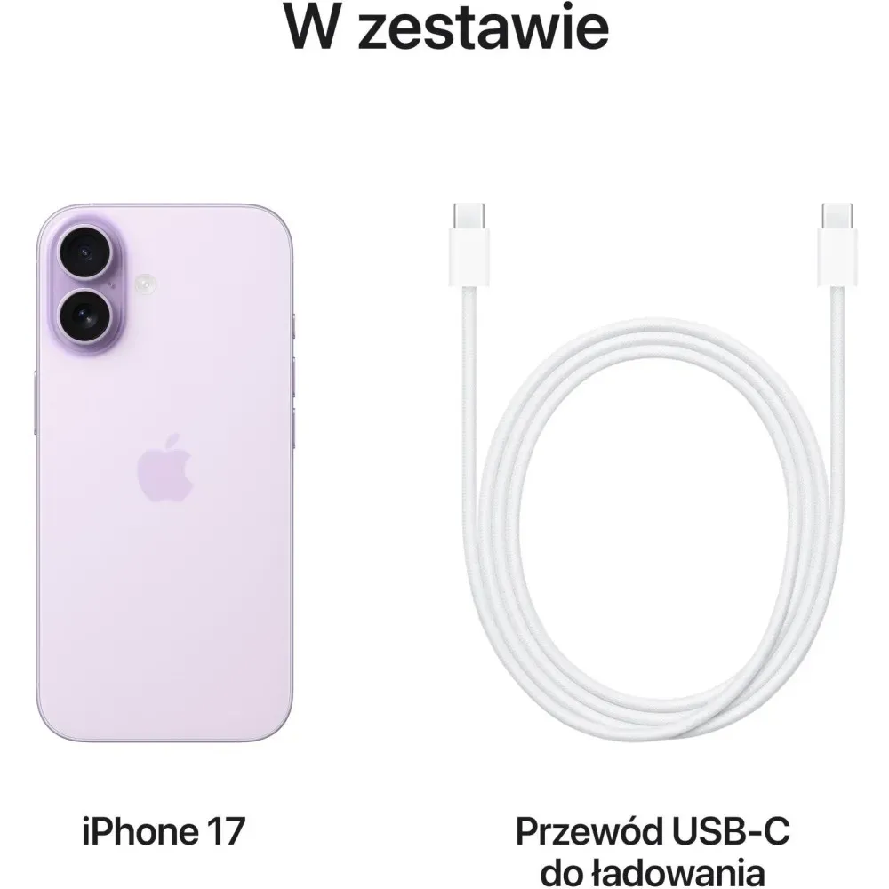 Zdjęcie produktu Smartfon Apple iPhone 17 MG6M4AF/A - A19/6,3" 2622x1206/256GB/RAM 8GB/5G/Lawenda/Aparat 48+18Mpix/iOS/1 rok Carry-in