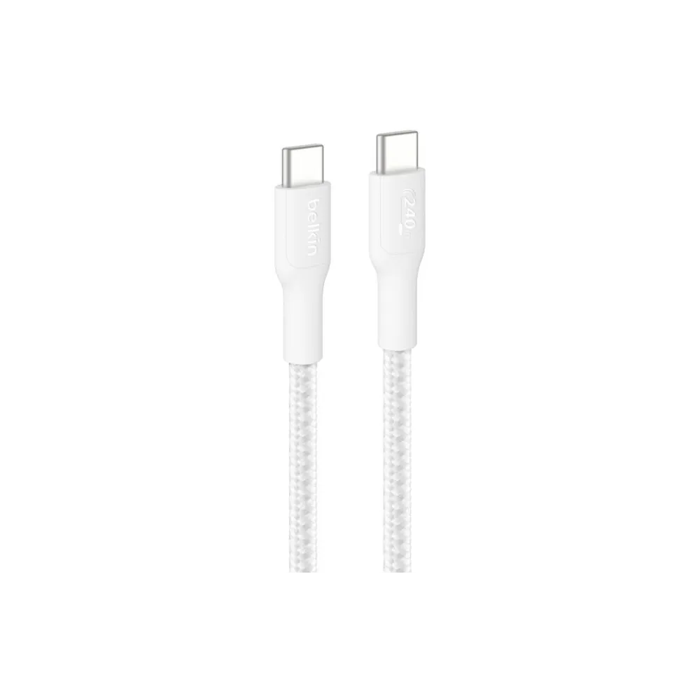Kabel Belkin USB-C/USB-C 240W CAB025HQ3MWH, 3 m, USB 2.0, Biały, W oplocie | Sklep ITnes.pl, IT for BUSINESS