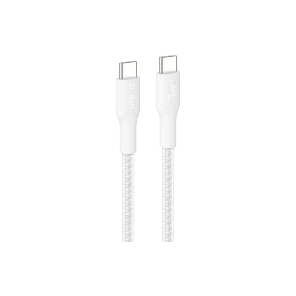 Kabel Belkin USB-C/USB-C 240W CAB025HQ2MWH, 2 m, USB 2.0, Biały, W oplocie | Sklep ITnes.pl, IT for BUSINESS