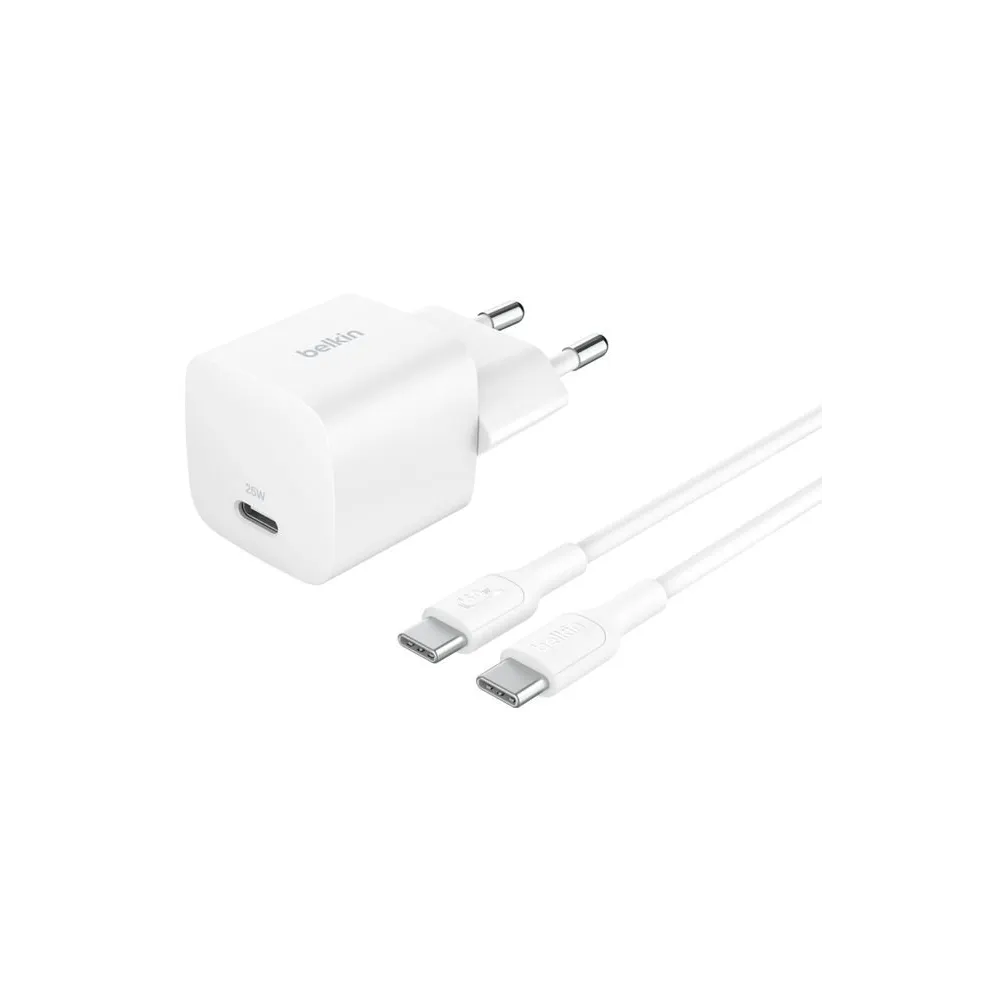 Ładowarka sieciowa Belkin BoostCharge USB-C 25W WCA012KQ1MWH-B6 - 1x USB-C, kabel USB-C, Biała