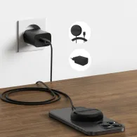 Ładowarka indukcyjna Belkin Boost Pro Magnetic Pad Qi2 15W WIA011KQBK - Zasilacz 20W, Czarna