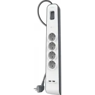 Listwa antyprzepięciowa Belkin 525J BSV401VF2M-V2 - 4 gniazda Schuko, 2x USB-A, 2m, Szara