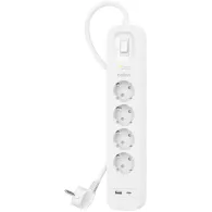 Listwa antyprzepięciowa Belkin Surge Protector 525J SRB001VF2M-V2 - 4 gniazda Schuko, USB-A, USB-C PD, 2 m, Biała