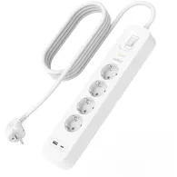 Listwa antyprzepięciowa Belkin Surge Protector 525J SRB001VF2M-V2 - 4 gniazda Schuko, USB-A, USB-C PD, 2 m, Biała