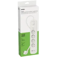Listwa antyprzepięciowa Belkin Surge Protector 525J SRB001VF2M-V2 - 4 gniazda Schuko, USB-A, USB-C PD, 2 m, Biała