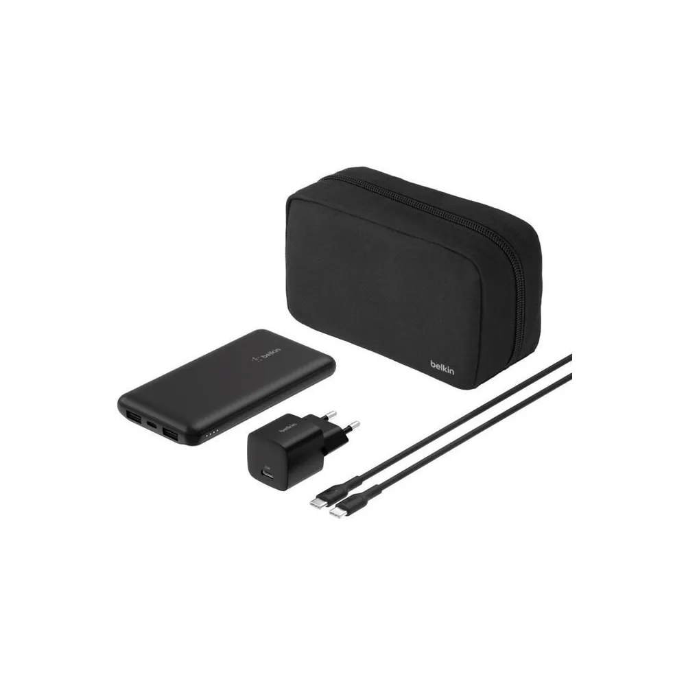 Powerbank Belkin BoostCharge 10000mAh BU041KQBK - W zestawie ładowarka 25W, kabel USB-C 60W, etui, Czarny