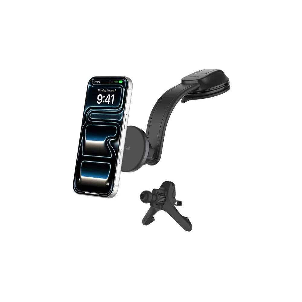 Ładowarka samochodwa z uchwytem Belkin BoostCharge Magnetic Wireless Charging Car Vent and Dash Mount WIC012HQBK - Czarna