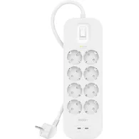 Listwa antyprzepięciowa Belki Surge Protector 900J SRB004VF2M-V2 - 8 gniazd Schuko, 2x USB-C 30W, 2 m, Biała